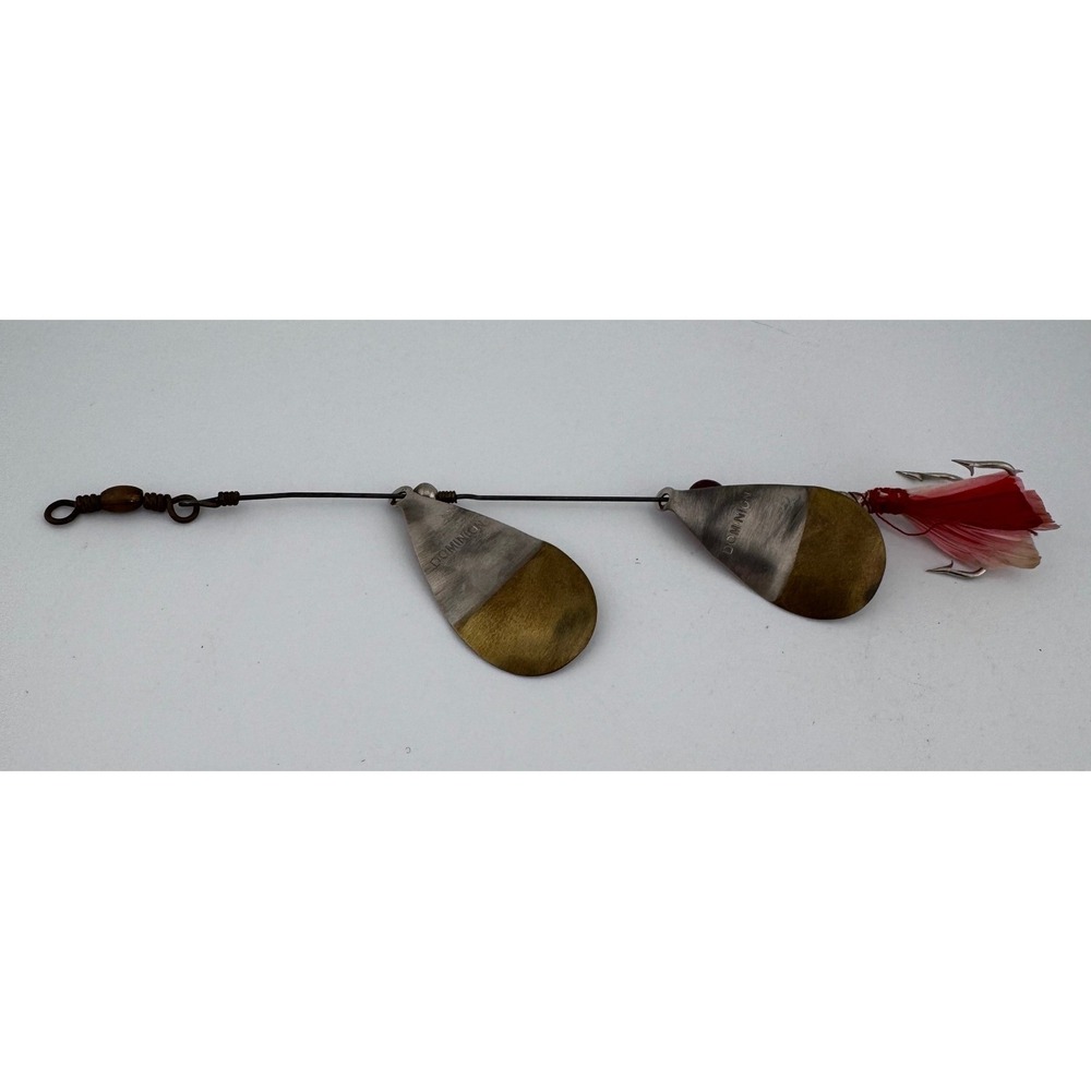 Dominion Double Willow Leaf Spinner Fishing Lure‎ Metal Spinnerbait Red Feather